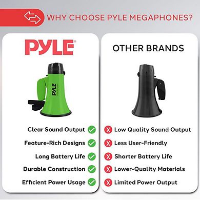 Pyle 20-Watt Compact Megaphone Speaker with Siren Alarm - Green - PMP22GR