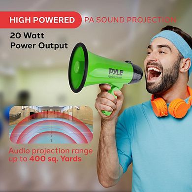 Pyle 20-Watt Compact Megaphone Speaker with Siren Alarm - Green - PMP22GR