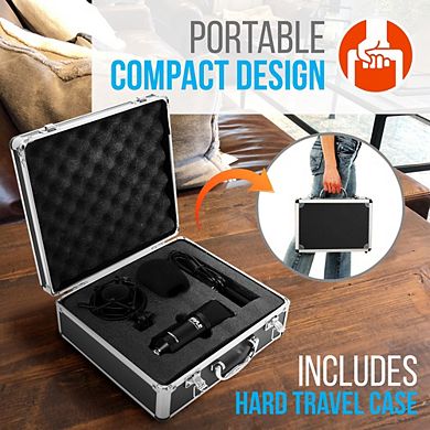 Pyle USB Podcast Microphone Kit - High-Resolution Mic with USB Cable, Pop Filter, Shock Mount
