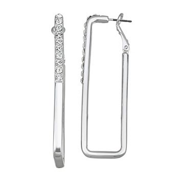 Nine West Silver Tone Rectangular Hoop Earrings
