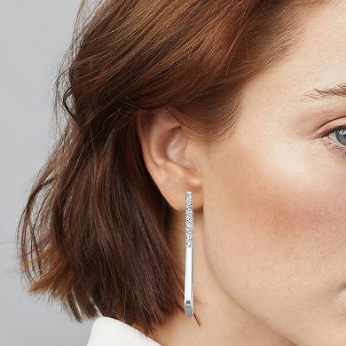 Nine West Silver Tone Rectangular Hoop Earrings