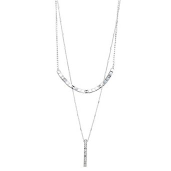 Nine West Silver Tone Multistrand Pendant Necklace