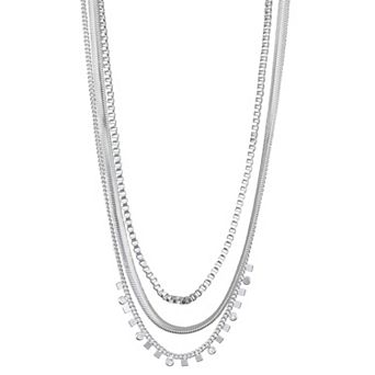 Nine West Silver Tone Multistrand Necklace