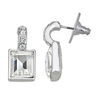 Nine West Silver Tone Simulated Stone Drop Post Earrings