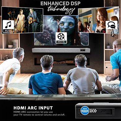 Pyle Convertible Soundbar Speaker, Bluetooth Wireless Streaming, Built-in LED Lights