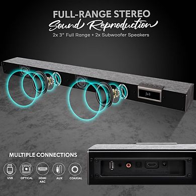 Pyle Convertible Soundbar Speaker, Bluetooth Wireless Streaming, Built-in LED Lights