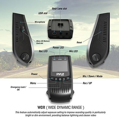 Pyle 1080p Dual Dash Cam & Backup Camera with Wide Angle View - PLDVRCAM74