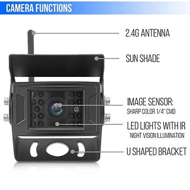 Pyle 7'' Wireless Backup Camera & Monitor System - Waterproof Cam, Night Vision