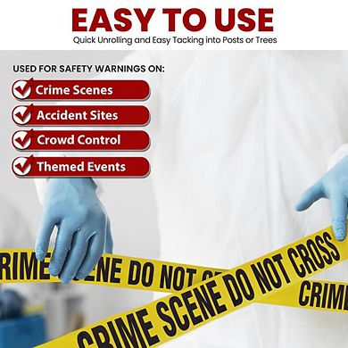 Pyle Crime Scene Do Not Cross Tape - Yellow, 8-Pack, 656 ft. Each - PCSCTX8