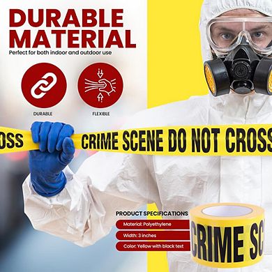 Pyle Crime Scene Do Not Cross Tape - Yellow, 8-Pack, 656 ft. Each - PCSCTX8