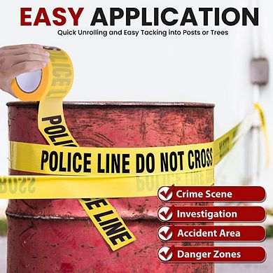 Pyle Police Line Do Not Cross Barricade Tape - Yellow, 8-Pack, 656 ft. Each - PNCCTX8