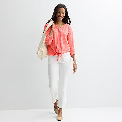 Women's Croft & Barrow® Pucker Knit Button Front Top