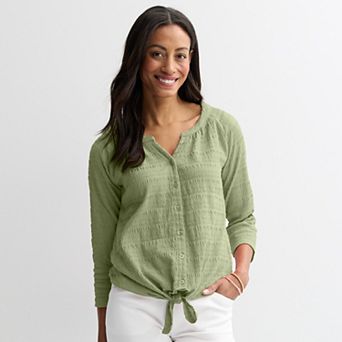 Women's Croft & Barrow® Pucker Knit Button Front Top