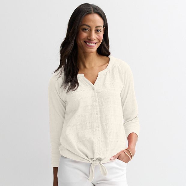 Women's Croft & Barrow® Pucker Knit Button Front Top