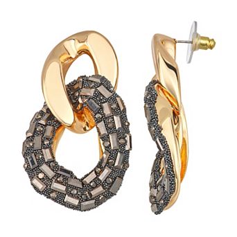Nine West Double Ring Crystal Drop Earrings