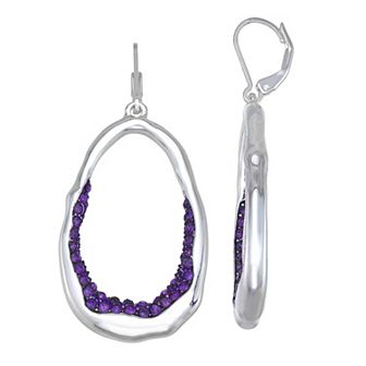 Nine West Silver Tone Simulated Stone Orbital Drop Earrings