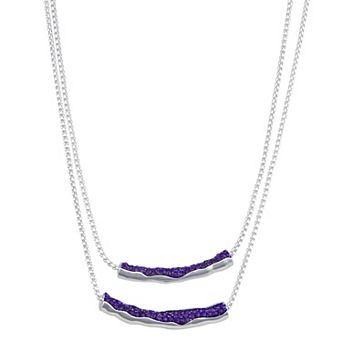 Nine West Silver Tone Simulated Stone Tube Multirow Necklace