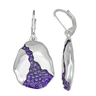 Nine West Silver Tone Simulated Stone Drop Leverback Earrings