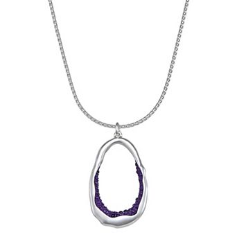 Nine West Silver Tone Orbital Pendant Necklace
