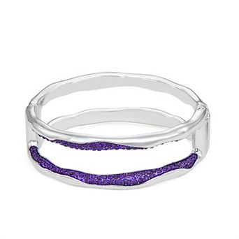 Nine West Silver Tone Hinged Bangle Bracelet