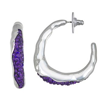 Nine West Silver Tone J-Hoop Earrings