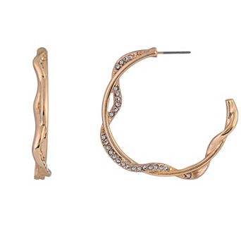 Emberly Gold Tone Simulated Gemstone Hoop Earrings