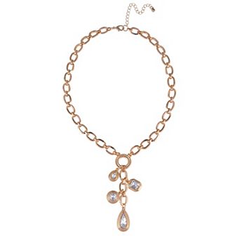 Emberly Gold Tone Simulated Gemstone Drop Y-Necklace