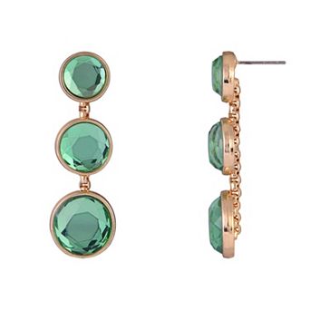 Emberly Gold Tone Green Simulated Gemstone Drop Earrings