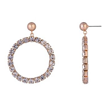 Emberly Gold Tone Simulated Crystal Hoop Drop Earrings