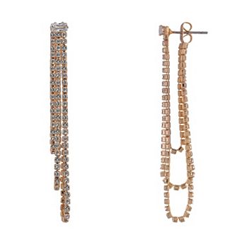 Emberly Gold Tone Rhinestone Chain Earrings