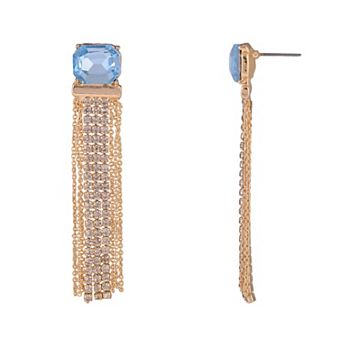 Emberly Gold Tone Blue Simulated Gemstone Post Earrings