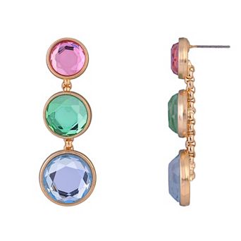 Emberly Gold Tone Multi-Color Simulated Gemstone Drop Earrings