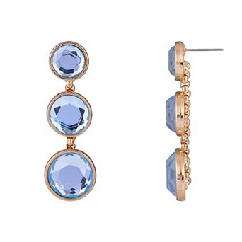 Emberly Gold Tone Blue Simulated Gemstone Drop Earrings