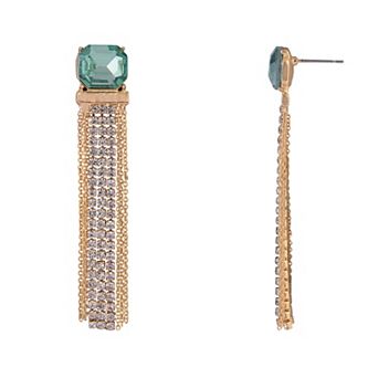 Emberly Gold Tone Green Simulated Gemstone Post Earrings