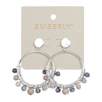 Emberly Silver Tone Ring Simulated Stone Multi Blue Bead Earrings