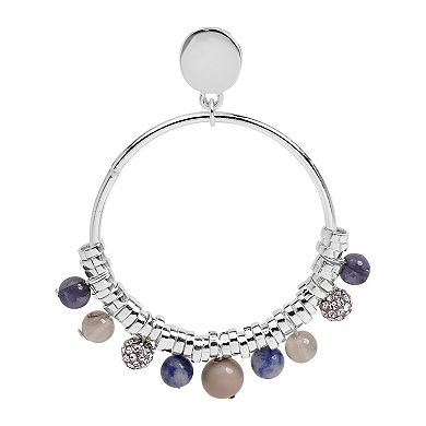 Emberly Silver Tone Ring Simulated Stone Multi Blue Bead Earrings