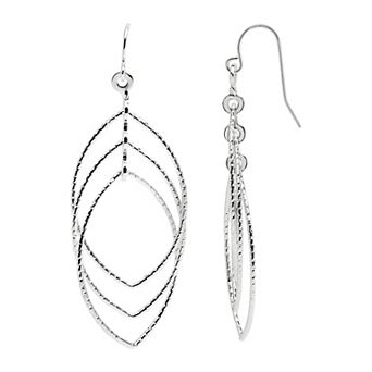Emberly Silver Tone Wire Oval Drop Earrings