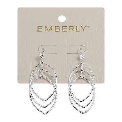 Emberly Silver Tone Wire Oval Drop Earrings