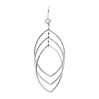 Emberly Silver Tone Wire Oval Drop Earrings
