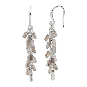 Emberly Silver Tone Gray Simulated Stone Stick Bead Drop Earrings