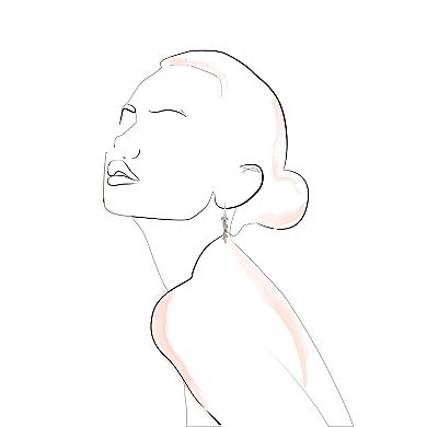 Emberly Silver Tone Gray Simulated Stone Stick Bead Drop Earrings