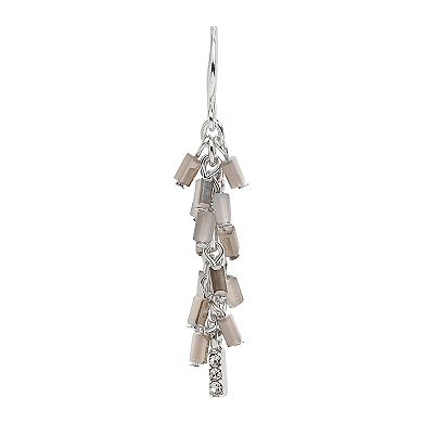 Emberly Silver Tone Gray Simulated Stone Stick Bead Drop Earrings