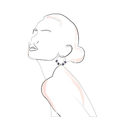 Emberly Silver Tone Blue Wire Hoop Earrings