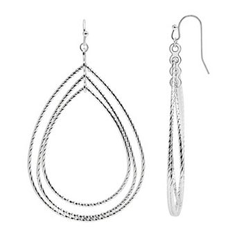 Emberly Silver Tone Multi Teardrop Earrings