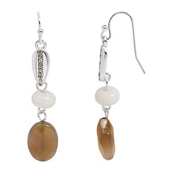 Emberly Silver Tone Simulated Stone Pave Drop Earrings