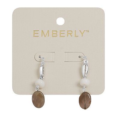 Emberly Silver Tone Simulated Stone Pave Drop Earrings