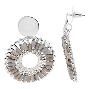 Emberly Silver Tone Drop Beaded Ring Earrings