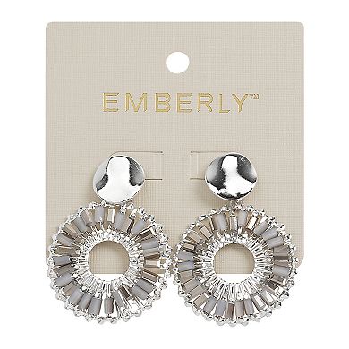 Emberly Silver Tone Drop Beaded Ring Earrings