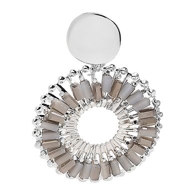 Emberly Silver Tone Drop Beaded Ring Earrings