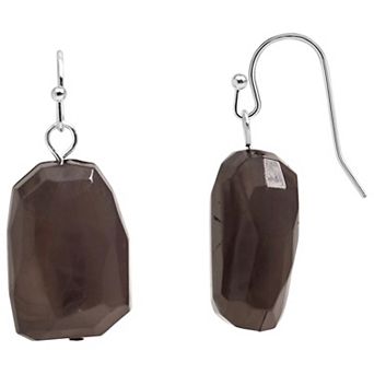 Emberly Silver Tone Chunky Gray Simulated Stone Bead Dangle Earrings
